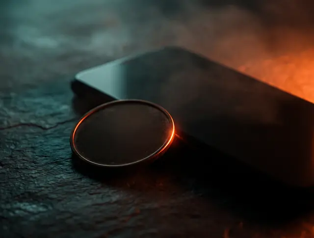 Illustration: a coin travelling into a smartphone beside a privacy shield