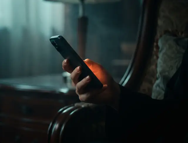Illustration: an outgoing call on a smartphone whose caller-ID field is covered by a mask